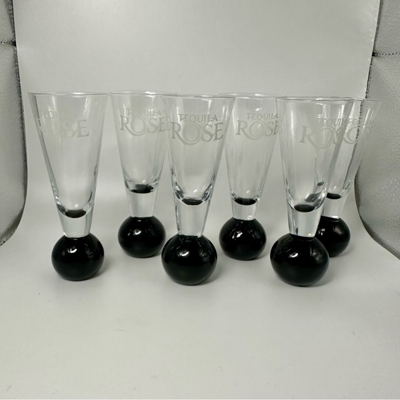 6 Vtg Tequila Rose 2” Black Bubble Glass Shot Glasses - Picture 2 of 7